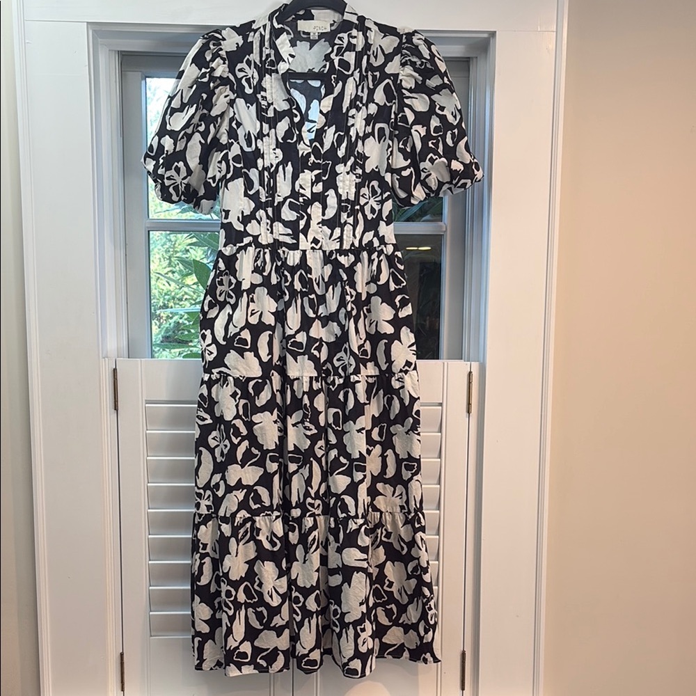 Pinch Black and Cream Floral Midi Dress